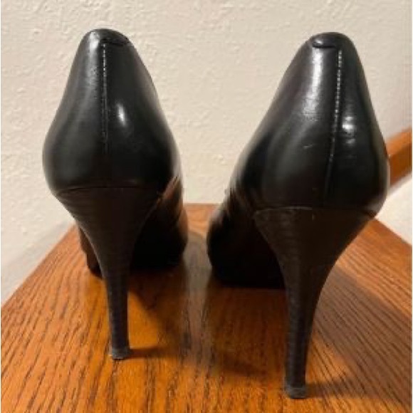 Nine West Black Leather Platform Pumps size 8.5 - Picture 5 of 5